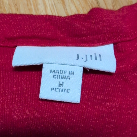 J. Jill Peasant Linen Blend Pintuck Front Button-Down 3/4 Sleeve Red Size MP - Picture 5 of 7